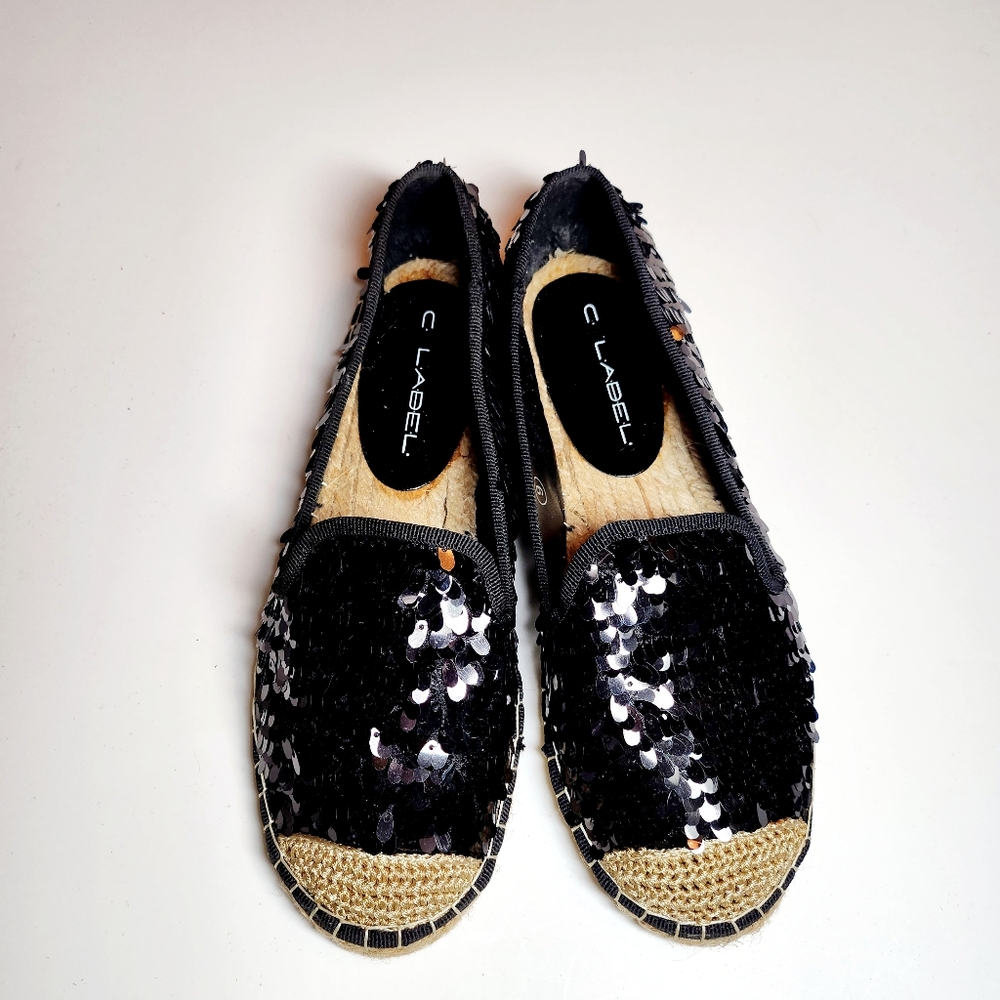 C Label Womens Sequin Flats Espadrille Size 9 New